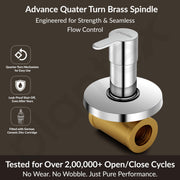 Plantex Angular Concealed Stop Cock/Pure Brass Concealed Stop Valve Tap for Bathroom with Teflon Tape & Brass Adjustable Wall Flange - (FLO-806, Chrome)