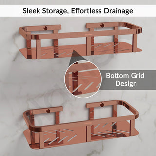 Plantex Stainless 304 Grade Steel Shelf for Bathroom/Kitchen Rack - Bathroom Accessories - Pack of 2 (12X5 Inches-PVD Rose Gold Finish)