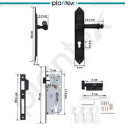 Plantex Heavy-Duty Door Lock Set - Main Door Lock Handle Set/ 6-Lever Lock Mechanism with 3 Years of Warranty/Mortise Lock with 3 Keys, Brass Lock Body & Cylinder(596 - Black)