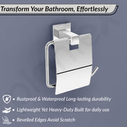 Plantex Aqua Heavy-Duty Stainless Steel Toilet Paper Roll Holder/Toilet Paper Holder in Bathroom/Kitchen/Bathroom Accessories (Chrome) - Pack of 1