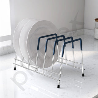 Plantex Stainless Steel Thali Stand/Dish Rack/Plate Stand/Plate Rack for Modular Kitchen/Tandem Box Accessories (Chrome)