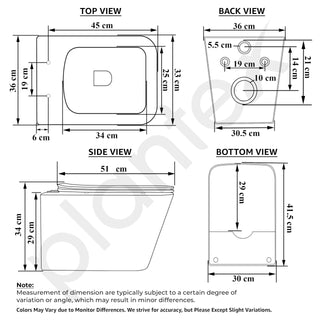 Plantex Imported Ceramic Wall Hung Commode for Toilet/Rimless Washdown Flushing/Western Commode with Soft Closing Toilet Seat - P Trap - (Pine Blue)