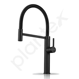 Plantex Brass Sink Tap for Kitchen Basin/360° Swivel Spout Kitchen Faucet with Double Handle| Spring Pull Out Tap for Kitchen Sink-(8982-Black)