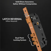 Plantex Door Lock for Home/Main Door Lock Set/Mortise Lock Set with Brass Lock Body & Cylinder - 3 Years of Warranty (7128, PVD Choco)