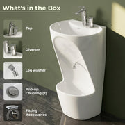 Plantex Wudu Basin/Ceramic Ablution with Leg Wash/Premium One Piece Basin/Free Standing Pedestal Basin for Bathroom (34x24x18 inch - White)