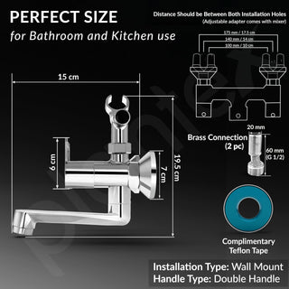 Plantex Telephonic Brass Wall Mixer for Bathroom 2 in 1/Spout Mixer Tap/Hand Shower/Mixer Tap for Bathroom with 7-Year Manufacturer's Warranty-(Flo-817 Chrome)