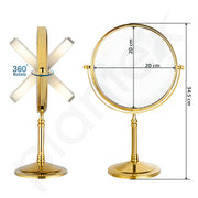 Plantex Premium Brass Magnifying Mirror/Two-Sided 360Â° Swivel Makeup Mirror With 5x/1x Magnification/Table Mirror (8 Inch-Golden/Tabletop)
