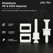 Plantex Toilet Seat Cover Hinges/Plastic Screw Kit for Toilet Seat Cover Repair/Fixing Kit for EWC Models/Plastic Seat Cover Fixtures - (White)