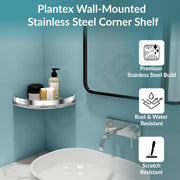 Plantex Corner Shelf for Bathroom Wall/Bathroom Corner Shelves/Bathroom Shelf Rack/Side Corner Shelf/Kitchen Organizer/Bathroom Corner Rack- (9x9 inches, Chrome)