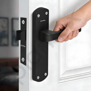 Plantex Heavy Duty Bathroom Door Lock/Mortise Handle Lock/8inch Keyless Plate Handle Set for Home/Bathroom/Store Room/Balcony/Office with Baby Latch (8132- Z-Black)