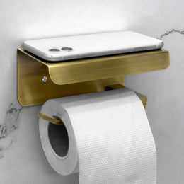 Plantex Toilet Paper Holder for Bathroom/304 Grade Stainless Steel Tissue  Paper Roll Holder with Mobile Stand/Bathroom Accessories - Pack of 1 (Brass Antique)