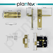 Plantex Heavy Duty Door Lock ÃƒÂ¢Ã¢â€šÂ¬Ã¢â‚¬Å“ Bathroom Door Lock/Mortise 8inch Keyless Plate Handle Set for Home/Bathroom/Store Room/Balcony/Office with Baby Latch (8105, Brass Antique)