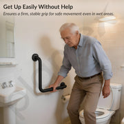 Plantex L-Shape Grab Bar for Toilet/Support Handle for Senior Citizen/Anti-Slip Shower Handrail - Stainless Steel, Pack of 1 (Black)