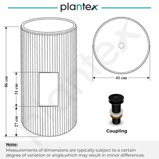 Plantex Acrylic Resin & Quartz Pedestal Basin for Bathroom/One Piece Pedestal Free Standing Round Wash Basin for living Room/Hotel (Grey)