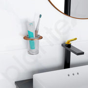 Plantex Smero Pure Brass Tooth Brush Holder/Tumbler Holder/Toothpaste Holder/Bathroom Accessories - Smart (PVD Rose Gold)