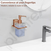 Plantex 304 Grade Stainless Steel Liquid Soap Dispenser for Bathroom/Frosted Glass Liquid Shampoo Dispenser/Hand wash Dispenser/Bathroom Accessories - Pack of 1 (Crystal, PVD Rose Gold)
