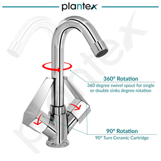 Plantex Sink Tap for Kitchen Basin with Teflon Tape/Kitchen Mixer Tap with 360° Swivel Spout/Hot and Cold Mixer (Celesiya-1240-Chrome)