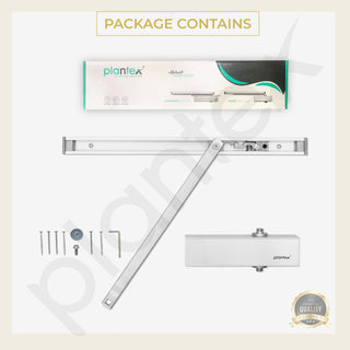 Plantex Automatic Aluminium Soft Door Closer with Double Speed for Heavy Door/Hydraulic Pelmet Arm Door Closer for Hotel-Home-Office (ISO 9001 Certified) (Capacity 120 Kg, Silver)