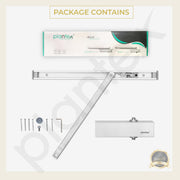 Plantex Automatic Aluminium Soft Door Closer with Double Speed for Heavy Door/Hydraulic Pelmet Arm Door Closer for Hotel-Home-Office (ISO 9001 Certified) (Capacity 120 Kg, Silver)