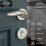 Plantex Door Lock for Home/Main Door Lock Set/Mortise Lock Set with Brass Lock Body & Cylinder - Pack of 1 (7134, Satin Steel & Chrome)