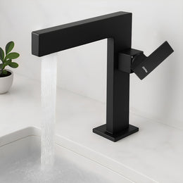 Plantex Single Lever Basin Mixer Tap/Pure Brass Pillar Tap for Wash Basin/Hot and Cold Water Tap for Basin - (7877-Black)