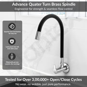Plantex Flexible Tap for Kitchen Sink/360Â° Rotating Sink Tap for Basin/Flexible Tape with Wall Flange & Teflon Tape â€“ Wall Mount (Chrome)