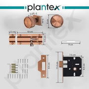 Plantex Heavy Duty Door Lock – Bathroom Door Lock/Mortise Keyless Knob Handle Set for Home/Bathroom/Store Room/Balcony/Office with Baby Latch (604 - PVD Rose Gold)