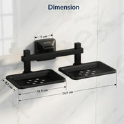 Plantex 304 Grade Stainless Steel Double Soap Holder for Bathroom/Dual Soap Dish/Soap Stand/Soap Case/Bathroom Accessories - Squaro (Black)