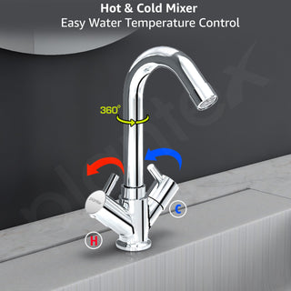 Plantex Brass Spindle Basin Mixer/Wash Basin Tap with Water Saving Nozzle/Sink Tap for Kitchen Basin with Teflon Tape -(MKS-1270-Chrome)