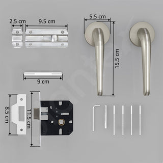 Plantex Heavy Duty Door Lock – Bathroom Door Lock/Mortise Keyless Handle Set for Home/Bathroom/Store Room/Balcony/Office with Baby Latch – (7077 – Satin White & Chrome Finish)
