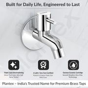 Plantex Pure Brass ICO-901 Water Tap for Bathroom with Water-Saving Technology Tap/Wall Mount Bib Tap with Wall Flange & Teflon Tape-7 Year Warranty(Chrome Finish)