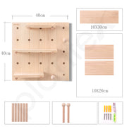 Plantex Multipurpose Pine Wood Wall Mount Pegboard For Home/Wood Display Shelf/Wall Organizer For Bedroom/Kitchen/Bathroom - (16X16 Inches)