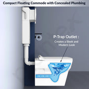 Plantex Ceramic Commode with Conceal Flush Tank/Wall Hung Commode with Dual Flush Tank/Tank with all internal accessories/Square Toilet with Soft Closing Toilet Seat â€“ (White)