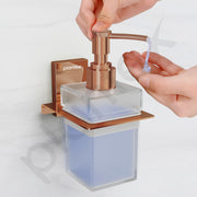 Plantex 304 Grade Stainless Steel Liquid Soap Dispenser for Bathroom/Frosted Glass Liquid Shampoo Dispenser/Hand wash Dispenser/Bathroom Accessories - Pack of 1 (Crystal, PVD Rose Gold)