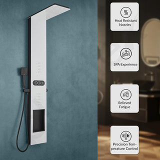 Plantex Shower Panel for Bathroom with Inbuilt Shelf/All in One Shower Panel/White Shower System for Bathroom/Full Shower Set with Jet Spray/Head Shower and Hand Shower - (KM-8105)