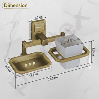 Plantex 304 Garde Stainless Steel 2in1 Soap Holder with Tumbler Holder/Bathroom Accessories - Darcy (Antique)