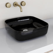 Plantex Premium Ceramic Tabletop Washbasin/Black Countertop Wash Basin/Tabletop Basin for Bathroom/Small Wash Basin (16 x 16 x 5 Inch)