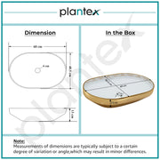 Plantex Ceramic Wash Basin/Designer Hand Wash Sink for Bathroom/Oval Tabletop Washbasin/Countertop Vessel Sink for Home/Office (24x16x5 inch - Gold & White)