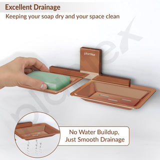 Plantex 304 Grade Stainless Steel Double Soap Stand/Dual Soap Dish/Soap Case/Soap Storage/Soap Holder for Bathroom/Bathroom Accessories - Pack of 1 (Crystal, PVD Rose Gold)