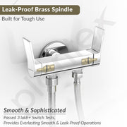 Plantex Brass 2 Way Angle Cock/2 in 1 Angle Valve with Wall Flange for Bathroom/Divine Dual Contro - Pack of 1 (1507, Chrome)