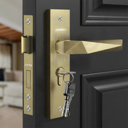 Plantex Heavy-Duty Door Lock Handle Set/ 6-Lever Lock Mechanism with 3 Years of Warranty/Mortise Lock with 3 Keys, Brass Lock Body & Cylinder - (8129-Brass Antique)