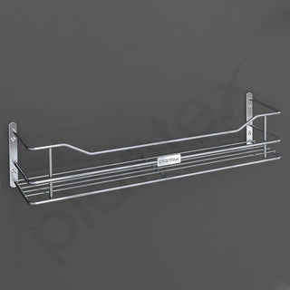 Plantex Stainless Steel Bathroom Shelf/Shelf for Bathroom Organizer/Wall Shelf for Bathroom with Railings/Kitchen Storage Shelves-(18 inch, Chrome)
