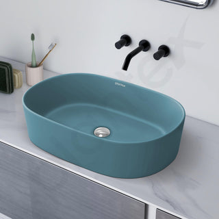 Plantex Ceramic Wash Basin for Bathroom/Oval Counter Top Basin/Tabletop Wash Basin for Home/Office (Harmony Blue - 22 x 14 x 6 Inch)
