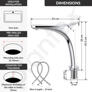Plantex Wash Basin Mixer Tap/Brass Hot & Cold Basin Mixer Faucet/Deck Mount Pillar Spout for Bathroom Sink - Pack of 1 (4603, Chrome)
