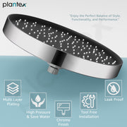Plantex ABS Round Rain Shower Head for bathroom with LED/360Â° Rotatable Shower Head for bathroom/Pressurized Shower Head/Showers for bathroom-(Chrome)