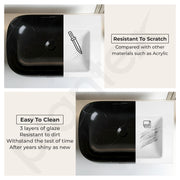 Plantex Ceramic Wash Basin for Bathroom/Hand Wash sink/Black Countertop Basin/Tabletop Washbasin For Living Room/Hotel(18x12.5x5.5 Inch - Black- Marble Finish)