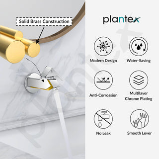 Plantex Pure Brass PRI-301 Water Tap for Bathroom with Water-Saving Technology Tap/Wall Mount Bib Tap with Wall Flange & Teflon Tape-7 Year Warranty (Chrome Finish)