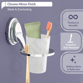 Plantex 304 Grade Stainless Steel Tumbler Holder/Tooth Brush Holder/Bathroom Accessories - Cubic (Chrome)