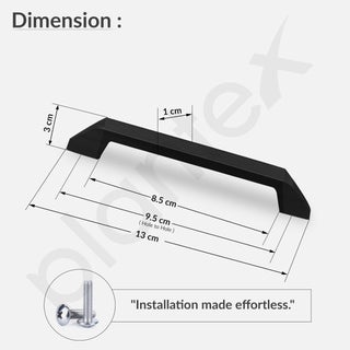Plantex Cabinet Handle/96mm Handle for Cabinet/Wardrobe/Kitchen Handle/Door Pull-Push Handle for Home/Office - Pack of 1 (Black)