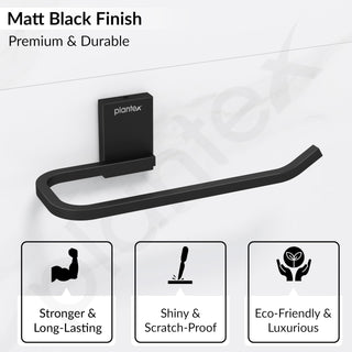 Plantex 304 Grade Stainless Steel Hand Towel Hanger/Napkin Holder for Wash Basin/Towel/Napkin Ring/Bathroom Accessories (Crystal - Black)